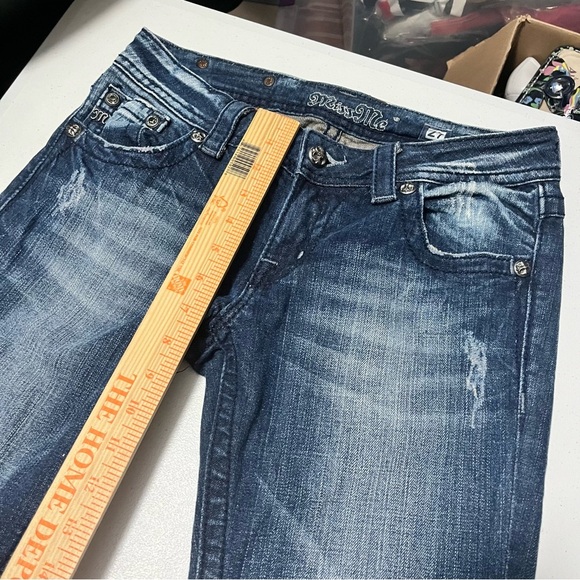 Miss Me Boot Cut Jeans Embellished Rhinestone Size 27 S1 - Picture 10 of 11